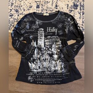 Italy Rome Graphic Black half Sleeve Top